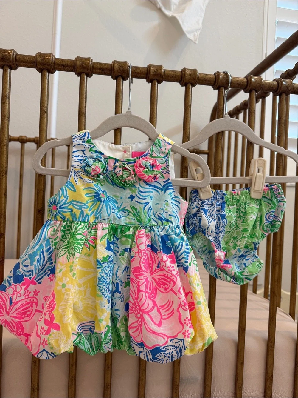 Lilly Pulitzer Multicolor Floral Baby Dress with Matching Bloomers